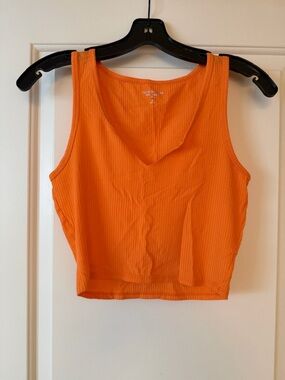 Year of Ours Orange Ribbed V-Neck Tank